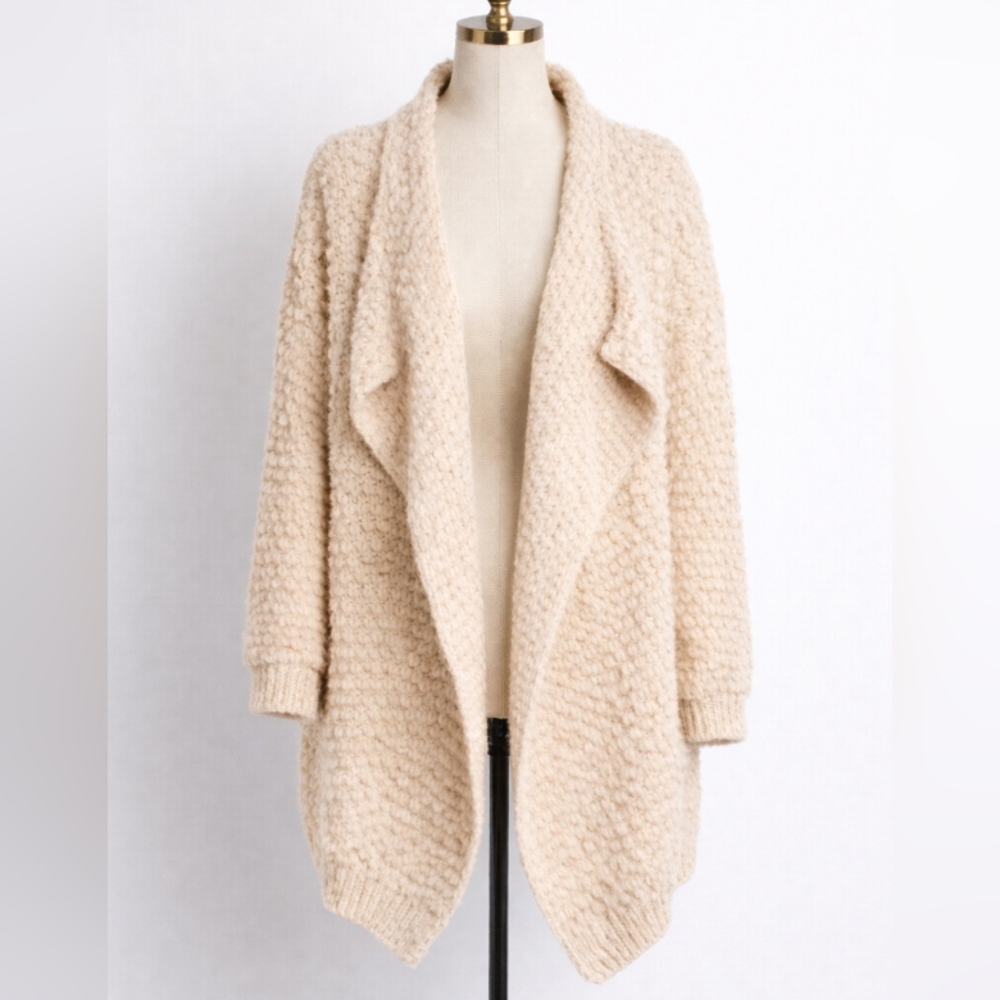 McGinn Anna Popcorn Textured Open Cozy Cardigan
